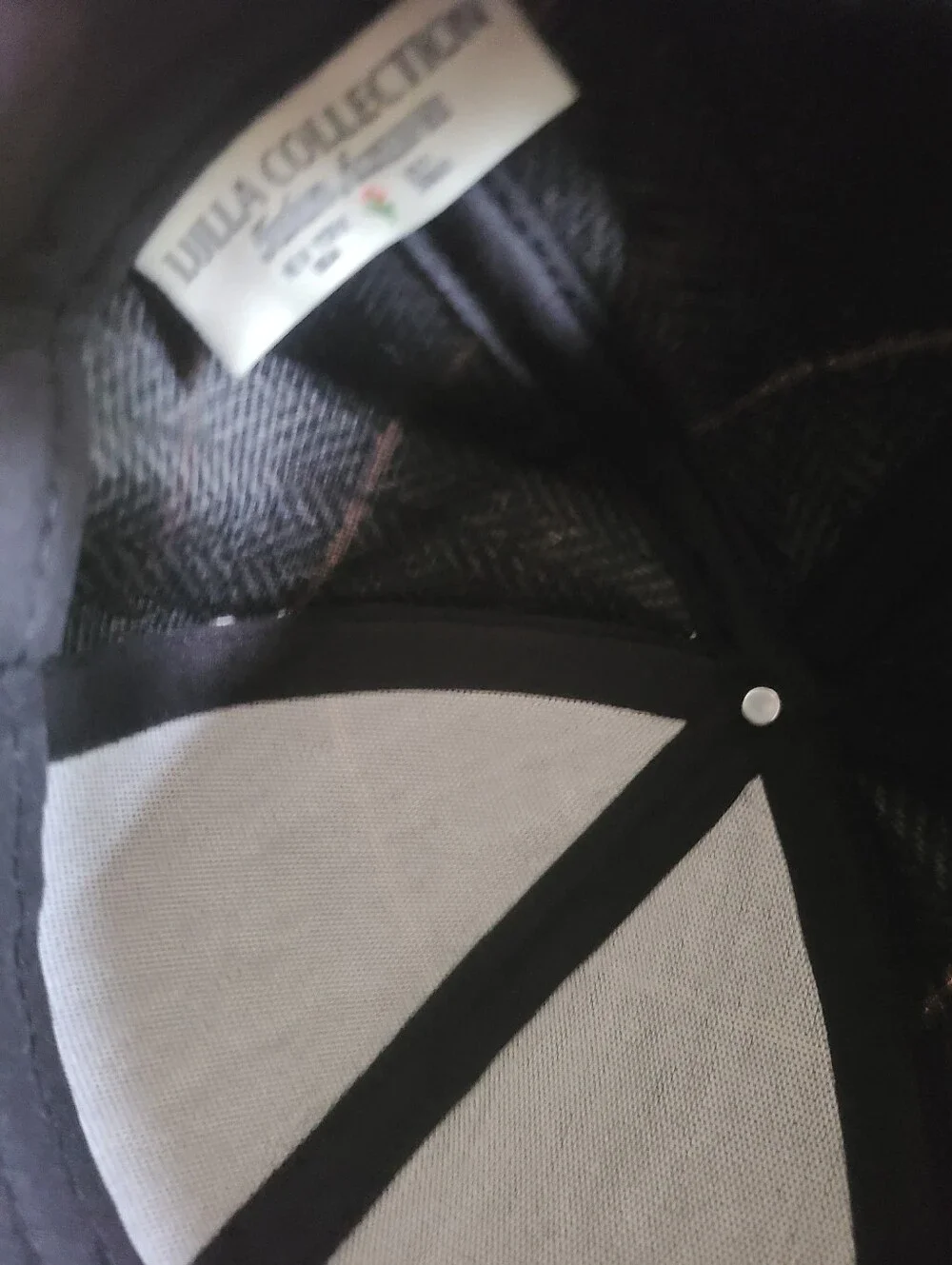 Women's Grey Herringbone Plaid Baseball Cap